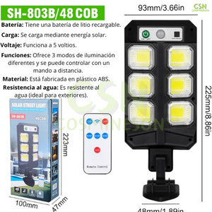 Luz solar de pared, farolas, etc. con mando 72 LED