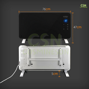 Radiador Eléctrico Convector Cristal 1500W Negro Calefacción WIFI APP Gridinlux