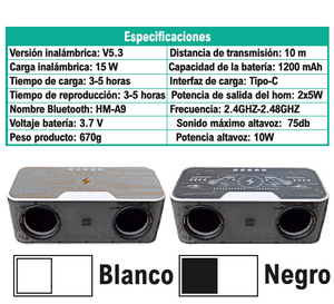 Altavoz RGB con bluetooth y carga inalámbrica